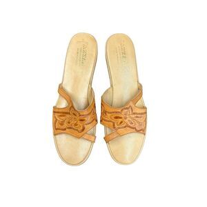 AZTEC Hand Tooled Leather Slide Sandals Size 8